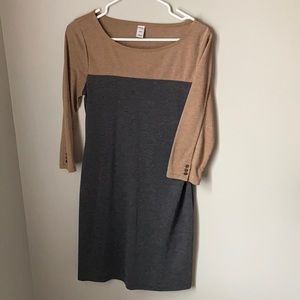 OLD NAVY | COLOR BLOCK GREY BROWN | FITTED DRESS